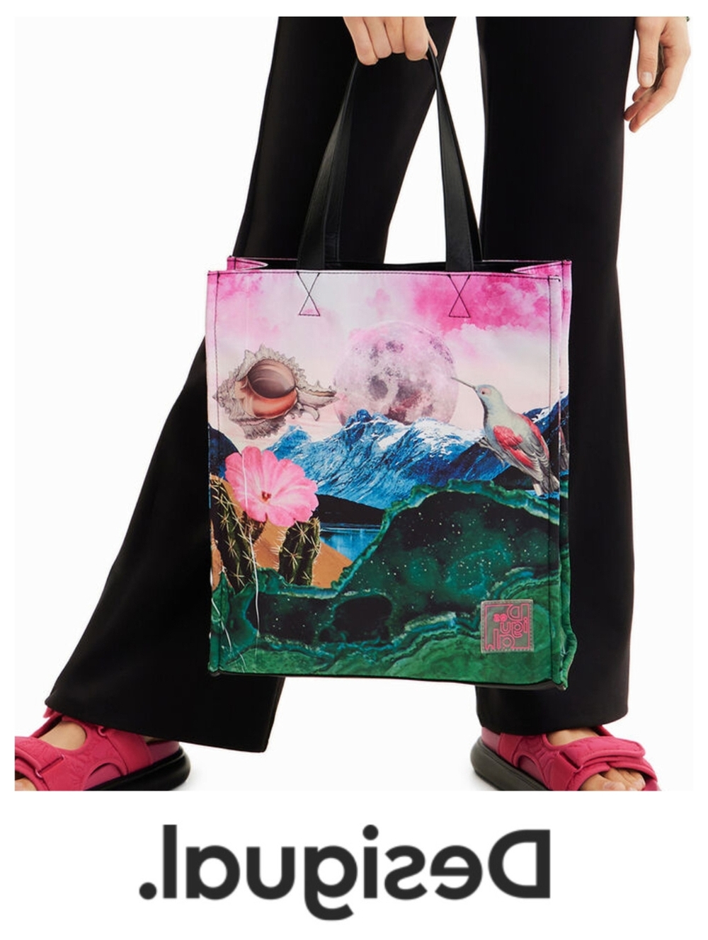 Desigual Large Fantasy Tote, Craquelure Textured Design, Designer Shopper Bag 🛍